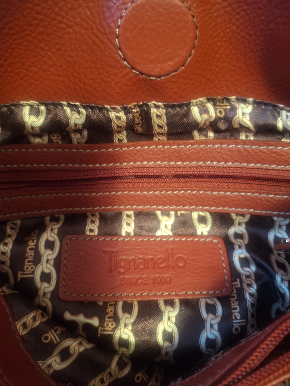 Highly Sought After Tignanello Red Perfect 10 Silver Toned Studded Bag - Picture 5 of 5
